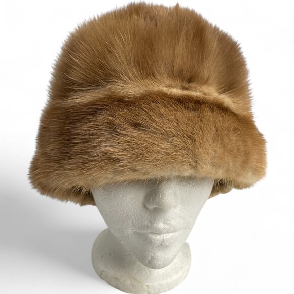 Vintage Mink Fur Hat Brown Women's Walnut Brown - Picture 8 of 8